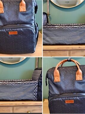 Monbebe Bolt Diaper Bag Backpack w Bassinet Changing Station Boho
